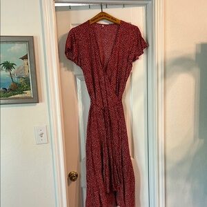 Red Polka Dot Wrap Dress